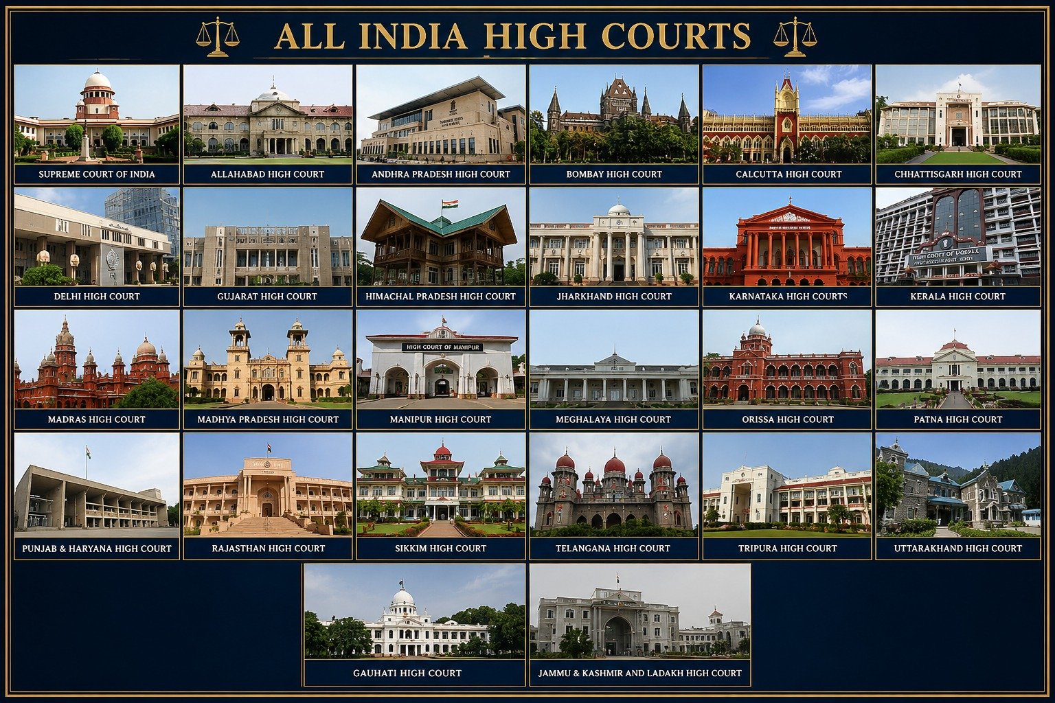 Collage of High Court buildings across India